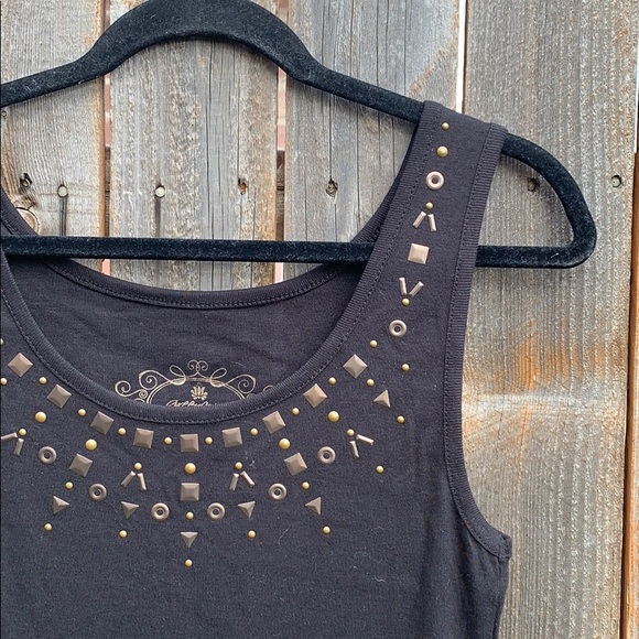 Green Source Tops - GREEN SOURCE black studded tank